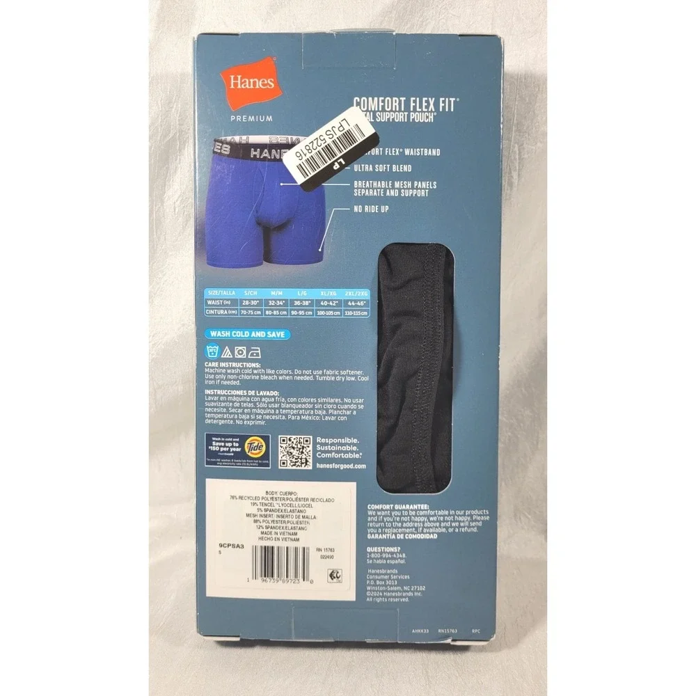 Hanes Men's 3-Pack Comfort Flex Total Pouch Support Boxer Briefs - Small 28-30